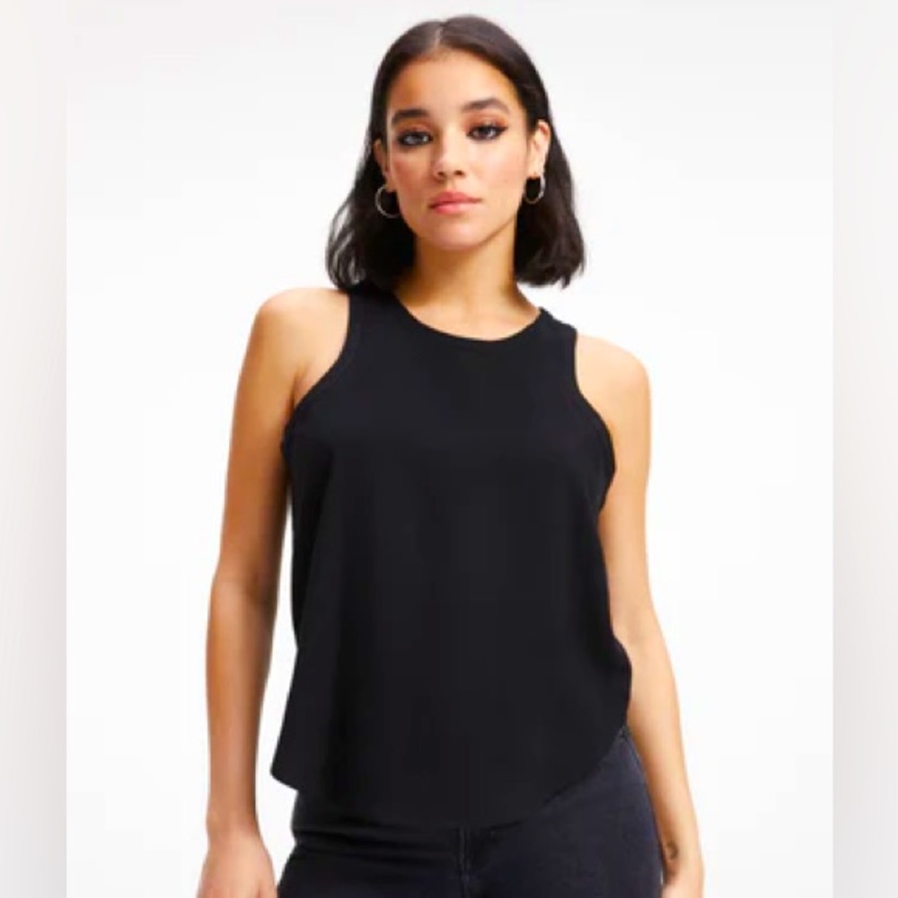 Good American | NEW Good Touch Cutaway Woven Tank in Black Size 3 L Large